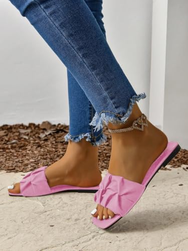 Image of GORGLITTER Women's Summer Cute Flat Sandals Dress Slide Sandals Square Toe Wedding Shoes Vacation Trendy Sandals 2026