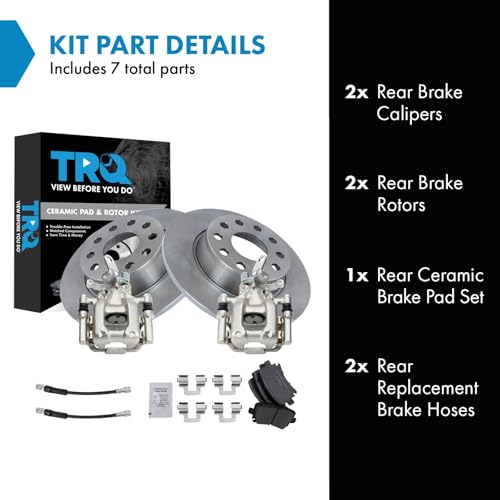 Image of TRQ Rear Brake Pad and Rotor Set Ceramic Rotors Calipers Compatible with 2010 Volkswagen Jetta