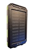 o.LL.i. Power Bank Banco de Energía Solar Portátil Enchufable 20.000mAh Resistente al Agua y Golpes. Cargador para Dispositivos Móviles con Linterna y Brújula (Negro y Verde)