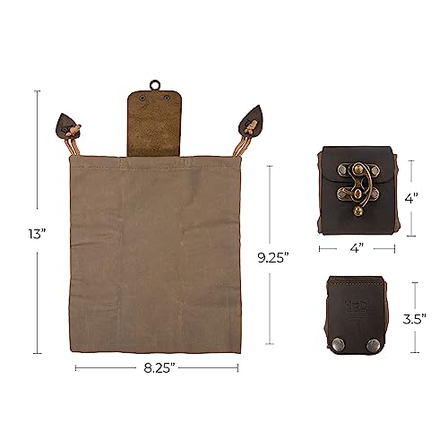 Image of Hide & Drink, Foraging Pouch (Collapsible) for Hiking, Treasures & Seashells Bag, Easy Looping Around Belts, Grocery Storage, Waxed Canvas, Handmade
