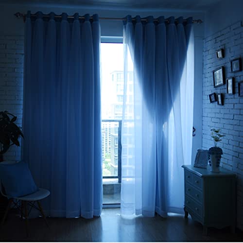 Cortinas opacas con gasa transparente suave de tul y refinada cenefa superior 6