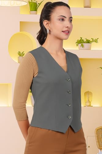 Image of SaintX Women's Waist Coat | Sleeveless | Stylish Executive Wear | Formal Blazer Waistcoat | Office wear