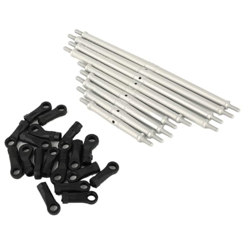 RC Upgrade Accessories for Axial for SCX10 for III for JT for Gladiator 9Pcs Metal Suspension Link Rod for Chassis Link Set for 1/10 RC Crawler Car Upgrade(Silver)