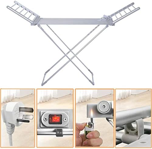 Asenmao 18 Bars Winged Electric Heated Drying Rack Clothes Airer 230W Folding Energy-Efficient Laundry Drying Rack For Easy Storage Dry Saves Energy