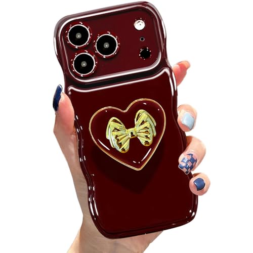 Coque iPhone 17 Pro Max antichoc avec support cœur pour fille