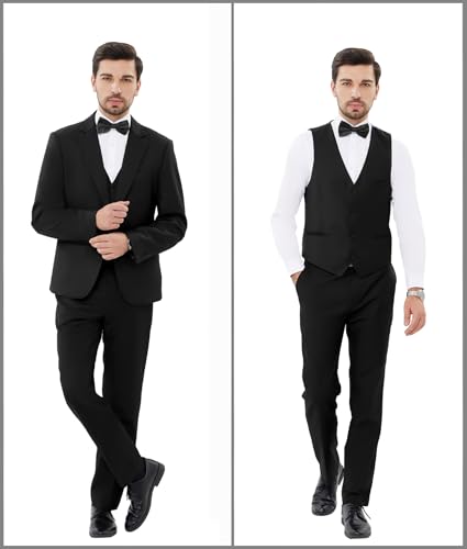 MAGE MALE Men's 3 Pieces Solid One Button Suit Elegant Slim Fit Single Breasted Party Tuxedo Blazer Vest Pants Set3