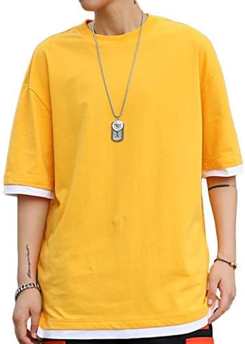 Amazon 5カラー Tシャツ 重ね着風 ゆったり ビックシルエット 五分袖 春 夏 メンズ S Xl Tシャツ カットソー 通販