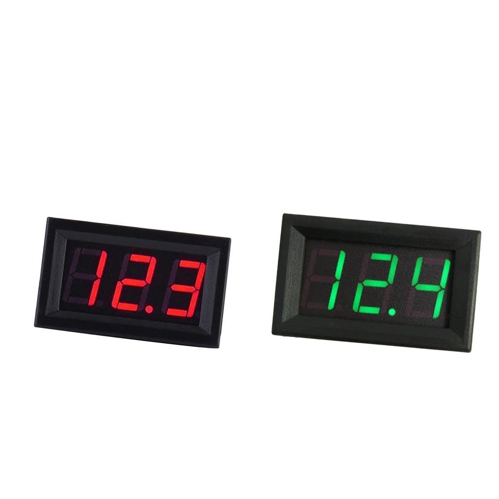 Lyla 2x 3 Wire Digital Display Volt Voltage Meter Voltmeter Car Motor Green+Red-image-26