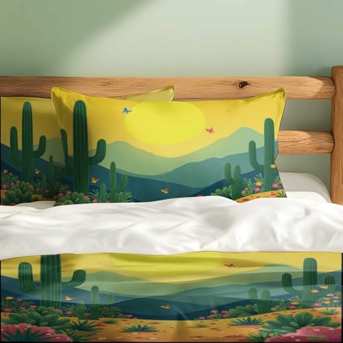 Linge de lit de qualité supérieure Sunshine Desert parure king size cactus - 6