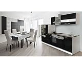 respekta Küchenleerblock 310 cm weiß Fronten Schwarz Arbeitsplatte Nussbaum Nachbildung Apothekerschrank