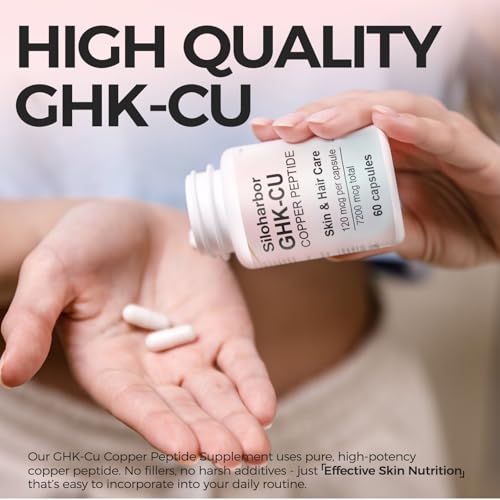Image of GHK-Cu Copper Peptide Supplement, 120mcg High-Purity Supplement for Skin & Hair, Enteric-Coated for Maximum Absorption, Vegan & Gluten-Free (60 Count)