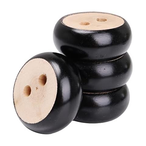 logyues 4pcs Black 3x7cm Round Shape Wood Sofa Cabinet Furniture Feet Legs Lifter for Sofa,TV cabinet Cupboard, Coffee table,Bed foot Cover