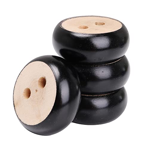 logyues 4pcs Black 3x7cm Round Shape Wood Sofa Cabinet Furniture Feet Legs Lifter for Sofa,TV cabinet Cupboard, Coffee table,Bed foot