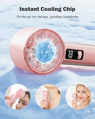 Image of AMACOOL Handheld Fan with Ice Cooler, Mothers Day Gifts for Mom Her Women Girl, Mini Portable Cooling Fan, Small Yet Powerful, Personal Hand Fans for Travel Essentials Beach Makeup Must Have