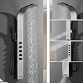 BWE Shower Massage Panel 4 IN 1Multifunction Shower Panel System Stainless Steel Panel with Handheld Wand Wall Mount Shower Column,Brushed Nickel