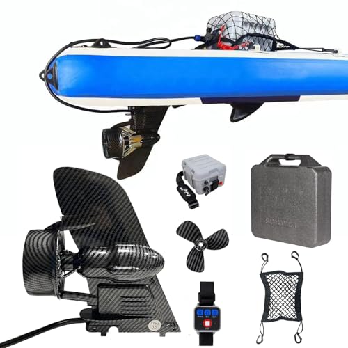 160W Electric Motorized Fin, 12V Stand Up Paddle Board Motor Electric Fin Kit, 288Wh Battery, 3-6KM/H, Max Cruising Range 20KM, Wrist Remote Control, Carbon Fiber Fin, Plug-and-Play, with Fin Boxes