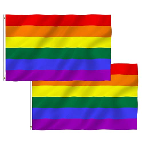 Aboat 2 Pack Flags Pride Rainbows Flag Pride Flag Gay Festival Banners, 5 x 3 ft/ 150 x 90 cm