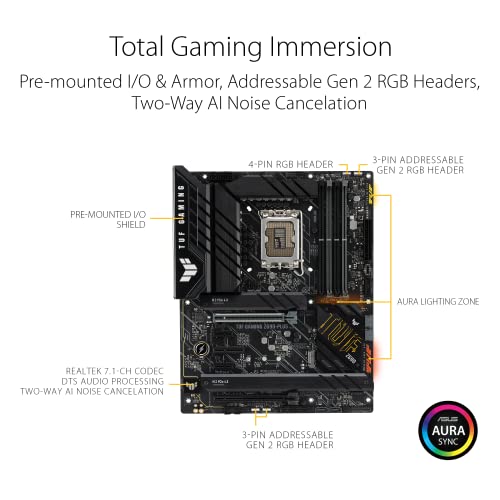 TUF Gaming Z690-PLUS Scheda Madre Gaming ATX, Intel Z690, LGA1700, DDR5, PCI 5.0, 14+1 Fasi di Alimentazione, Intel 2.5Gb LAN, Realtek 7.1 Sorround, 4xM.2, 4xSATA 6GB/s, Aura Sync RGB - Scheda madre - Immagine 4