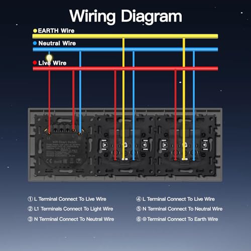 BSEED Normal Doppelt Steckdose mit Smart Lichtschalter(Neutralleiter Erforderlich), WIFI Schalter Unterputz Kompatibel mit Alexa und Google Home, Taster Schalter 1 Fach 1 Weg mit PC Rahmen, Grau