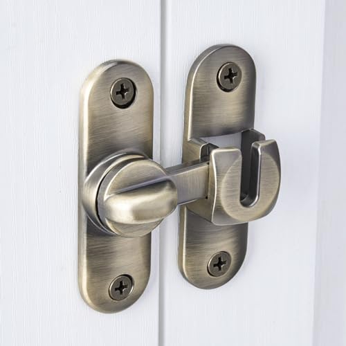 Image of INIRET Bronze Barn Door Latches,90 /180 Degree Gate Lock,Flip Gate Latches Hardware,Zinc Alloy Right Angle Door Lock Latch,Door Security Sliding Door Latch Lock for Cabinets,Bathroom