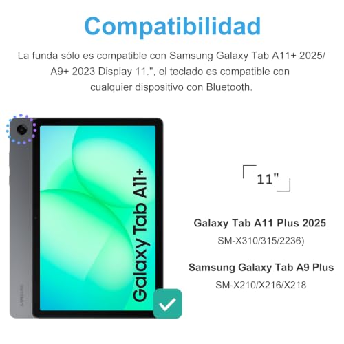 Funda Teclado para Samsung Tab A11 Plus IVEOPPE Ñ en Azul Gris 2