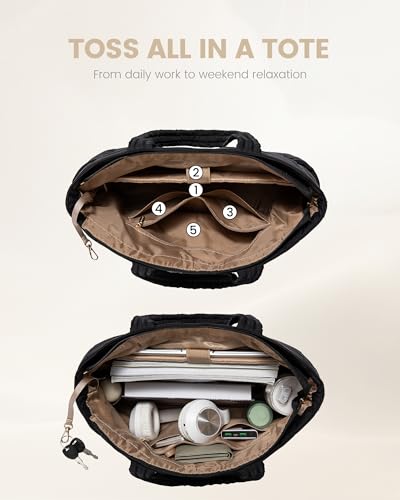 LOVEVOOK Laptop Bag for Women, Lightweight Puffy Work Tote Bag with Clutch Purse, 15.6 Inch Computer Briefcase Bag4