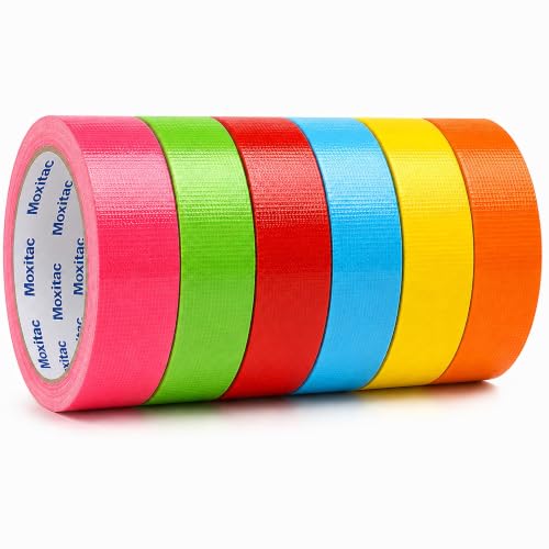 Image of Colored Duct Tape, 6 Rolls, 1 Inch x 15 Yards, Easy Tear Cloth Tape