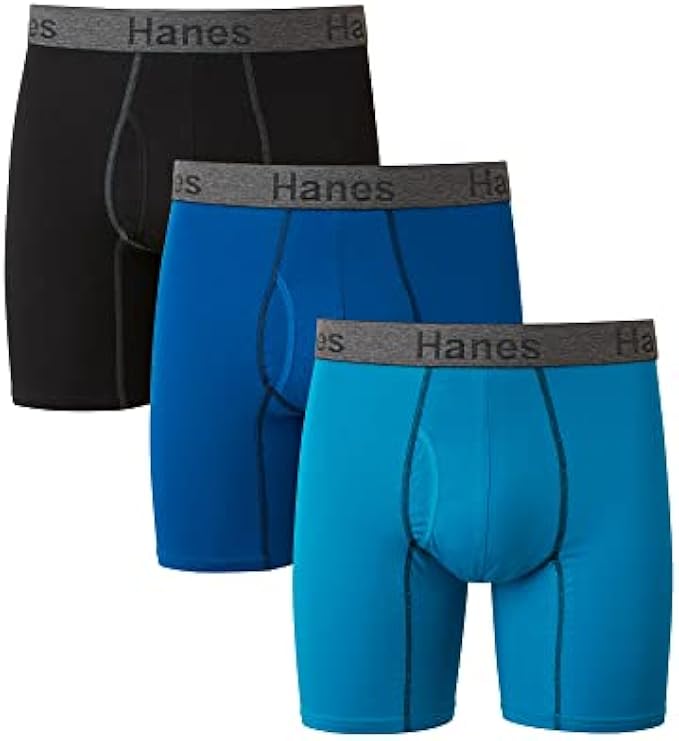 Hanes mens 3-pack Comfort Flex Fit Ultra Soft Stretch Boxer Brief, Available in Regular and Long Leg