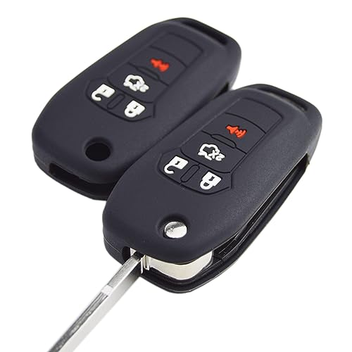 Image of Silicone Rubber Key Fob Cover Protector for Ford Fusion Explorer (Flip Key) N5F-A08TAA 164-R7986 5924003 4 Button Remote Control