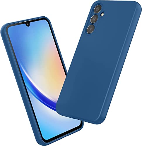 Image of DIZORO Microfiber Candy Case Compatible for Samsung A34 5G Smooth Touch Cushion Liquid Soft Silicone Gel Rubber Phone Cases Non-Slip Full Body Protective Shockproof Back Cover (Blue)