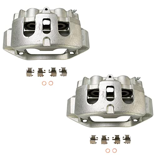 Image of TRQ Rear Left and Right Brake Caliper Set 2 Piece Caliper Brackets Hardware for 2011-2019 Chevrolet Silverado 2500 HD 2011-2019 Silverado 3500 HD with Single Rear Wheels SRW 2016 Suburban 3500 HD
