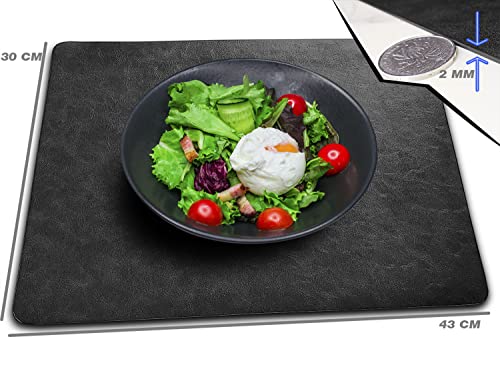 OPAPAL Placemat Set of 6, 43 x 30 Cm, Black, Double Side Leather, Heat-Resistant, Washable, Non-Slip - Image 4