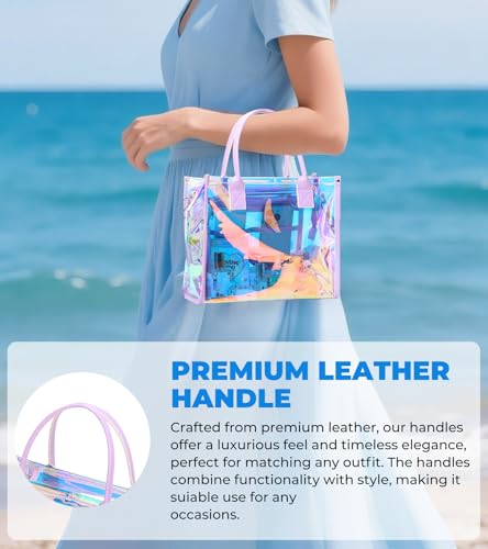 Image of Clear Tote Bag Stadium Events Transparent Clear Purse for Women Thick PVC Shoulder Bag with Guitar Strap for Concert