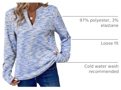 Image of Dokotoo Womens V Neck Long Sleeve Waffle Knit Tops Dressy Casual Sweater Fall Fashion 2026