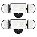 iMaihom 100W LED Flood Light Outdoor, 9000LM Super Bright Security Lights, IP65 Waterproof Exterior Floodlight, 3 Adjustable Heads, 6500K Daylight White Light for Yard Garage Playground (2 Pack),Black