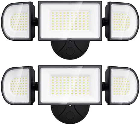 iMaihom 100W LED Flood Light Outdoor, 9000LM Super Bright Security Lights, IP65 Waterproof Exterior Floodlight, 3 Adjustable Heads, 6500K Daylight White Light for Yard Garage Playground (2 Pack),Black