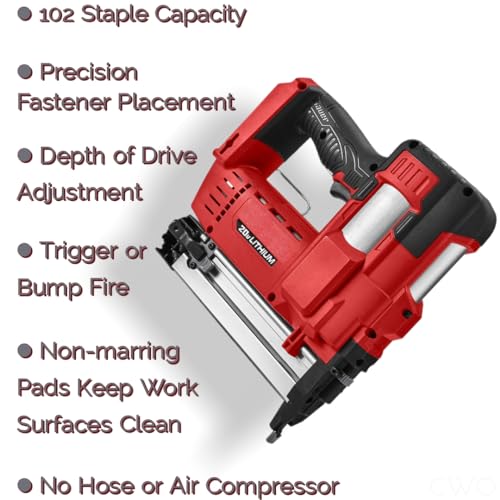 20V Crown Stapler Compatible with Bauer 20V Cordless 18 Gauge Narrow