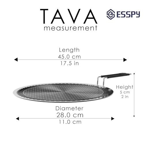 Image of Esspy 11inch /28cm Tri-Ply Honeycomb Stainless Steel Non-Stick Tawa for Roti & Dosa, Metal Utensil Safe, Induction & Gas Compatible, Even Heat, PFOA-Free, Chapati /Paratha Tawa