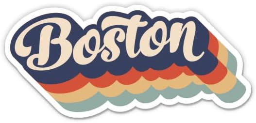 Squiddy Boston Layered Retro Style - Calcomanía de vinilo para teléfono, laptop, botella de agua (3 pulgadas de ancho)