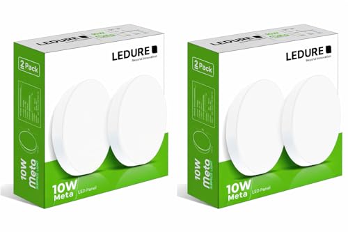 Image of LEDURE 10W Meta Surface Light | Pack of 2 | Round Surface-Mount Ceiling Light for Indoor Use | 800 Lumens Energy Efficient LED Downlight for Home | (Cool White)