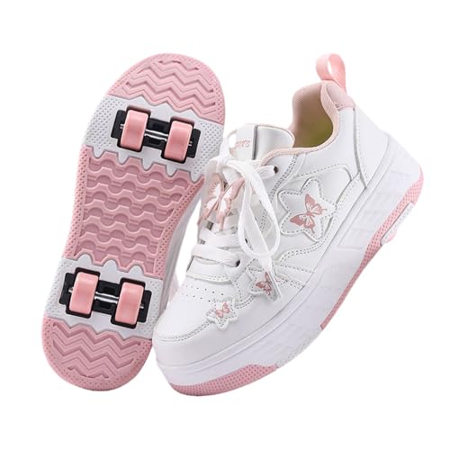 ENEN Papillon Chaussure Roller Fille, Basket Roller pour Enfan Chaussure a Roulette Garcon Fille Garçons Roues Basket a Roulette Adolescents pour Extérieur...