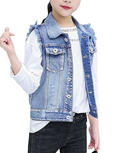 MYtodo Girl cowboy vest denim children sleeveless waistcoat jacket2