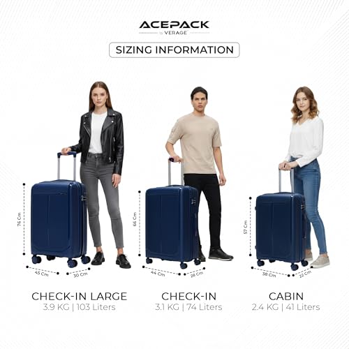 Image of ACEPACK by Verage Megatron Hard Side Polypropylene Luggage Large Check in 103L | Lightweight Unbreakable Suitcase Set with 360 Silent Spinner Wheels, Number Lock & Telescopic Handle