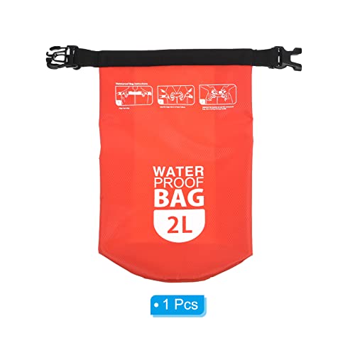 PATIKIL Bolsa Seca Flotante Impermeable 2L, Mochila Seca Flotante para Exterior con Ventana Transparente para Bote, Rafting, Kayak, Roja miniatura 3