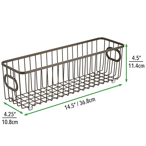 mDesign Keukenmand van metaal – flexibele opbergmand voor de keuken, voorraadkamer enz. – compacte en universele draadmand met handgrepen – bronskleurig - Image 7