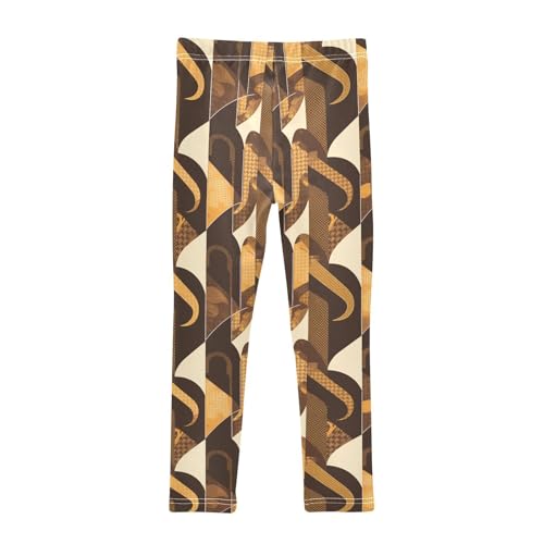 Brown Houndstooth Gold Kids Baby Girls Legging Casual Full Length Activewear Sports2