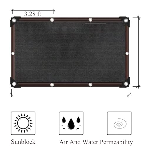 Toile d'ombrage noire haute protection avec œillets solides
