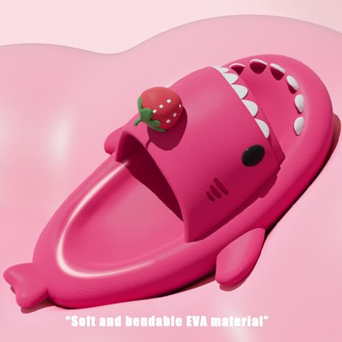 Generic Shark Slides Strawberry, Cute Cartoon 3D Cloud Shark Slippers Shoes Sandals For Women Men2