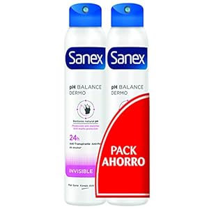 Sanex pH Balance Dermo Invisible, Desodorante Hombre o Mujer, Desodorante Spray, Pack 2 Uds x 200ml