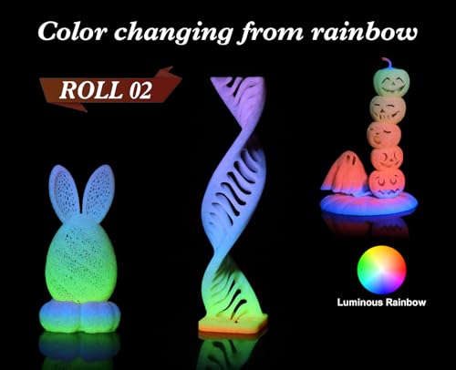 Image of LOVOON Glow in The Dark Filament Multicolor,3D Printer Filament Bundle, PLA Filament 1.75mm, Dimensional Accuracy + /- 0.02 mm,for Halloween and Christmas Decorations, Glow Rainbow, 1KG X 2 Spools